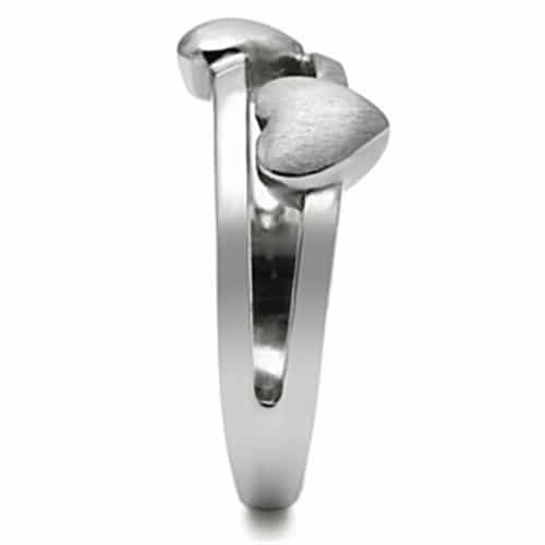 Stainless Steel Silver Polished Heart Bypass Solitaire Ring view 8
