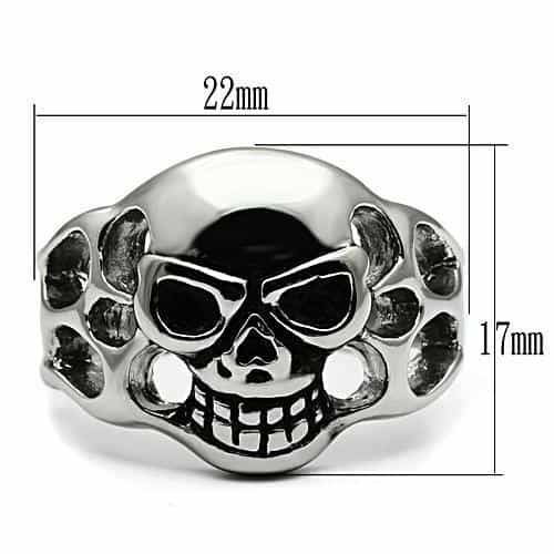Stainless Steel Silver Skull Crossbones Open Biker Mens Ring view 4
