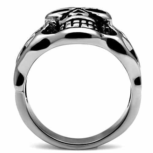 Stainless Steel Silver Skull Crossbones Open Biker Mens Ring view 6