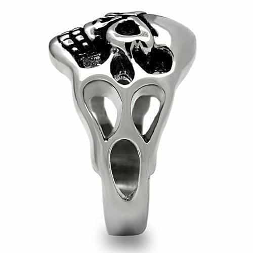 Stainless Steel Silver Skull Crossbones Open Biker Mens Ring view 8