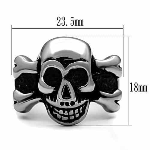 Stainless Steel Silver Skull Crossbones Biker Mens Signet Ring view 4