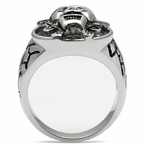 Stainless Steel Silver Skull Crossed Swords Biker Ring view 6