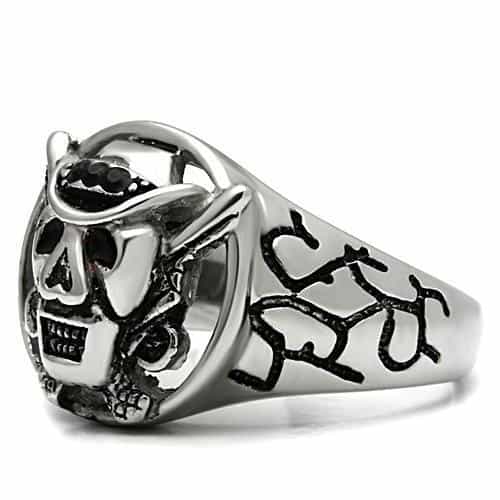 Stainless Steel Silver Skull Crossed Swords Biker Ring view 8