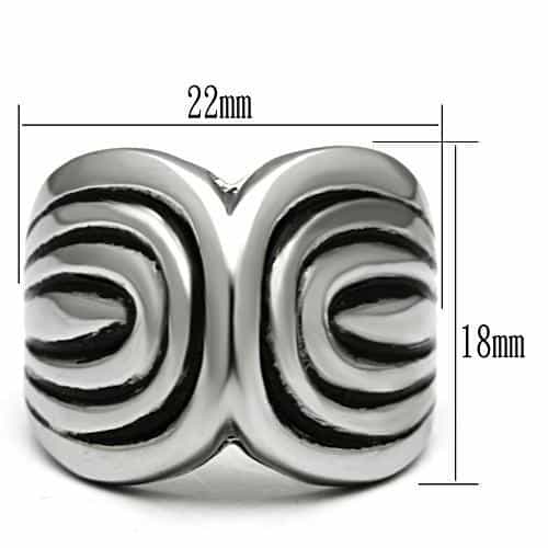 Stainless Steel Silver Carved Wave Swirl Dome Ring view 4