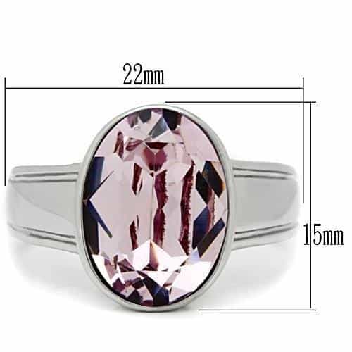 Stainless Steel Silver CZ Round Pink Bezel Scroll Ring view 4