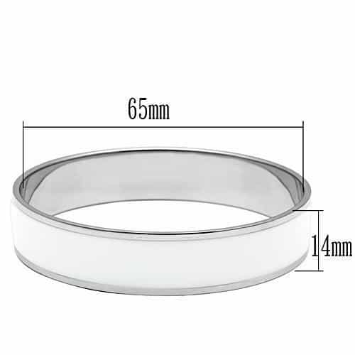 Stainless Steel Silver White Enamel Wide Bracelet view 4
