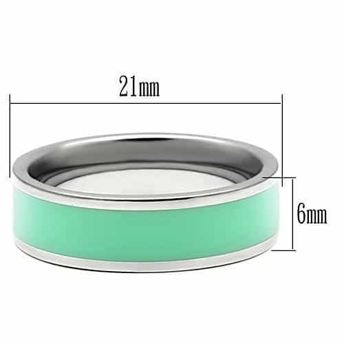 Stainless Steel Silver Mint Enamel Center Band Ring view 4