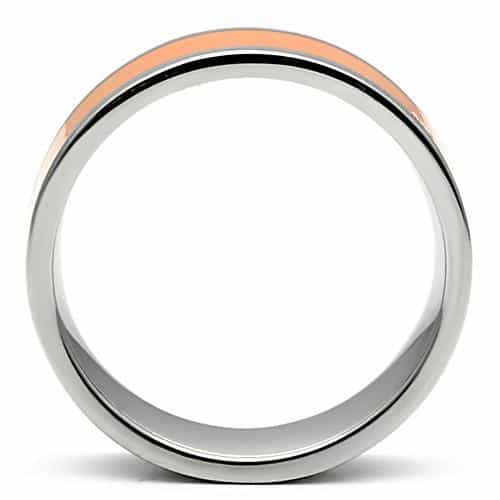 Stainless Steel Silver Coral Enamel Center Band Ring view 6