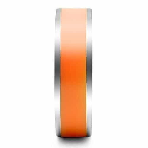 Stainless Steel Silver Coral Enamel Center Band Ring view 8