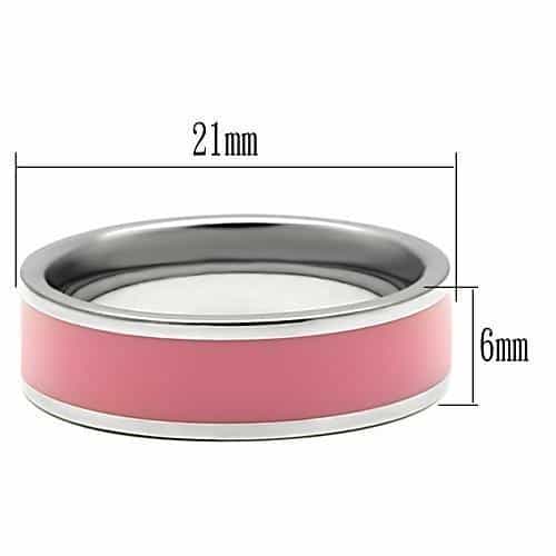 Stainless Steel Silver Pink Enamel Center Band Ring view 4