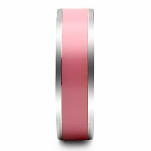 Stainless Steel Silver Pink Enamel Center Band Ring view 8