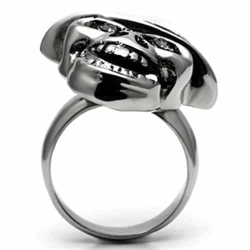 Stainless Steel Silver Skull Top Hat Grinning Biker Ring view 6
