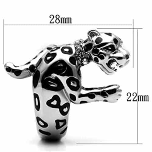 Stainless Steel Silver Leopard Head Spotted 3D Biker Ring view 4