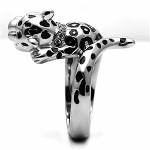 Stainless Steel Silver Leopard Head Spotted 3D Biker Ring view 10