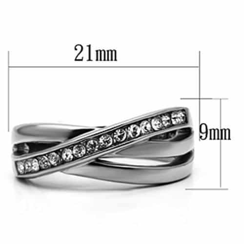 Stainless Steel Silver CZ Channel Crossover X Band Ring view 4