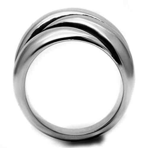 Stainless Steel Silver Black Enamel Swirl Accent Wide Dome Ring view 6