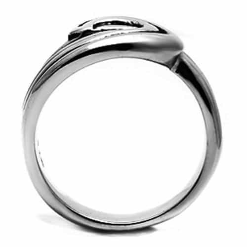 Stainless Steel Silver Black Enamel Spiral Swirl Wide Ring view 6