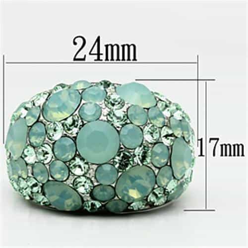Stainless Steel Silver Mint Opal Crystal Pave Dome Ring view 4