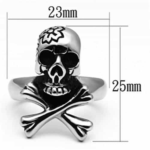 Stainless Steel Silver Skull Crossbones Classic Biker Ring view 4