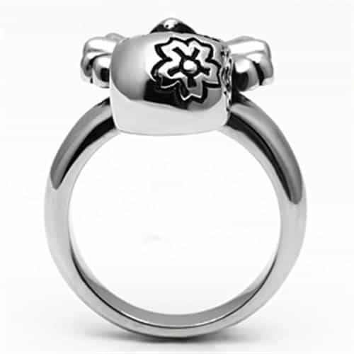 Stainless Steel Silver Skull Crossbones Classic Biker Ring view 8