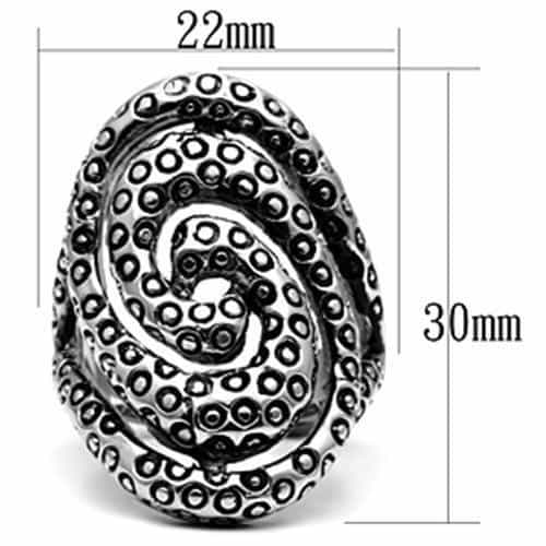 Stainless Steel Silver Oxidized Spiral Tentacle Octopus Ring view 4