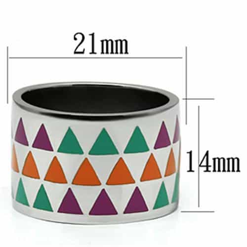 Stainless Steel Silver Multi Color Triangle Enamel Geometric Ring view 4