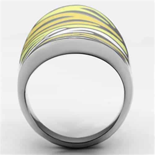 Stainless Steel Silver Yellow White Enamel Zebra Wave Saddle Ring view 6