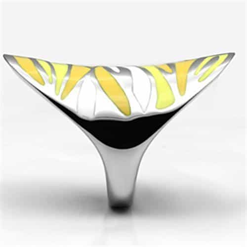 Stainless Steel Silver Yellow White Enamel Zebra Wave Saddle Ring view 8