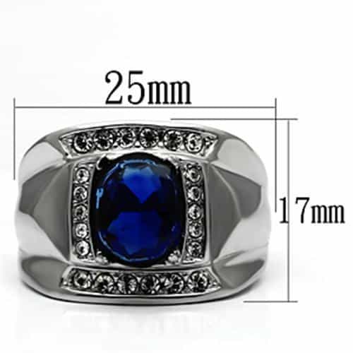 Stainless Steel Silver CZ Round Sapphire CZ Halo Wide Band Ring view 4
