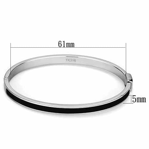 Stainless Steel Silver Black Enamel Hinged Thin Bracelet view 4