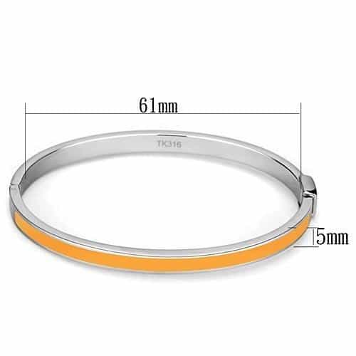 Stainless Steel Silver Orange Yellow Enamel Hinged Thin Bracelet view 4