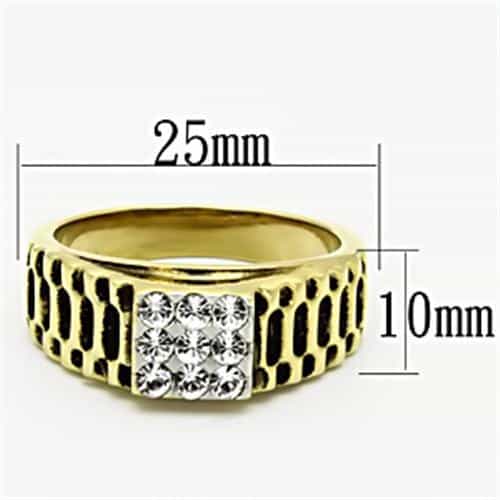 Stainless Steel Gold IP CZ Cluster Black Enamel Tiger Stripe Ring view 4