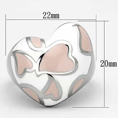 Stainless Steel Silver White Peach Enamel Abstract Cloud Ring view 4