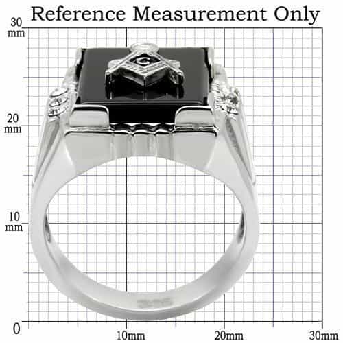 Stainless Steel Silver Masonic Square CZ Side Carved Mens Ring view 4