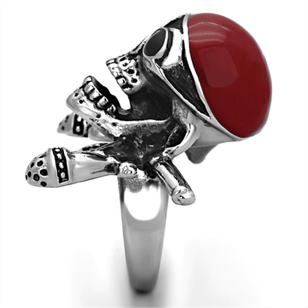 Stainless Steel Pirate Skull Red Bandana Crossbones Ring view 12