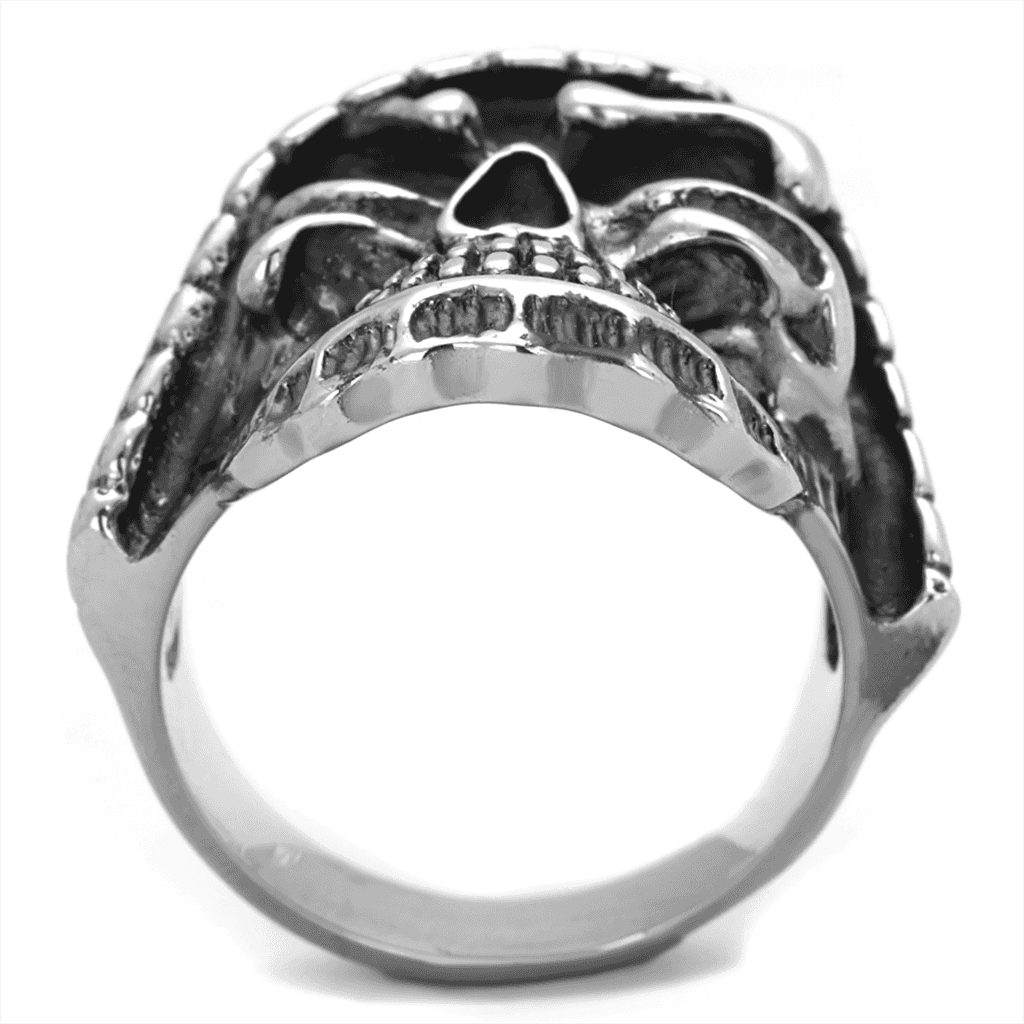 Stainless Steel Skull Hooded Grim Reaper Large Ring view 9