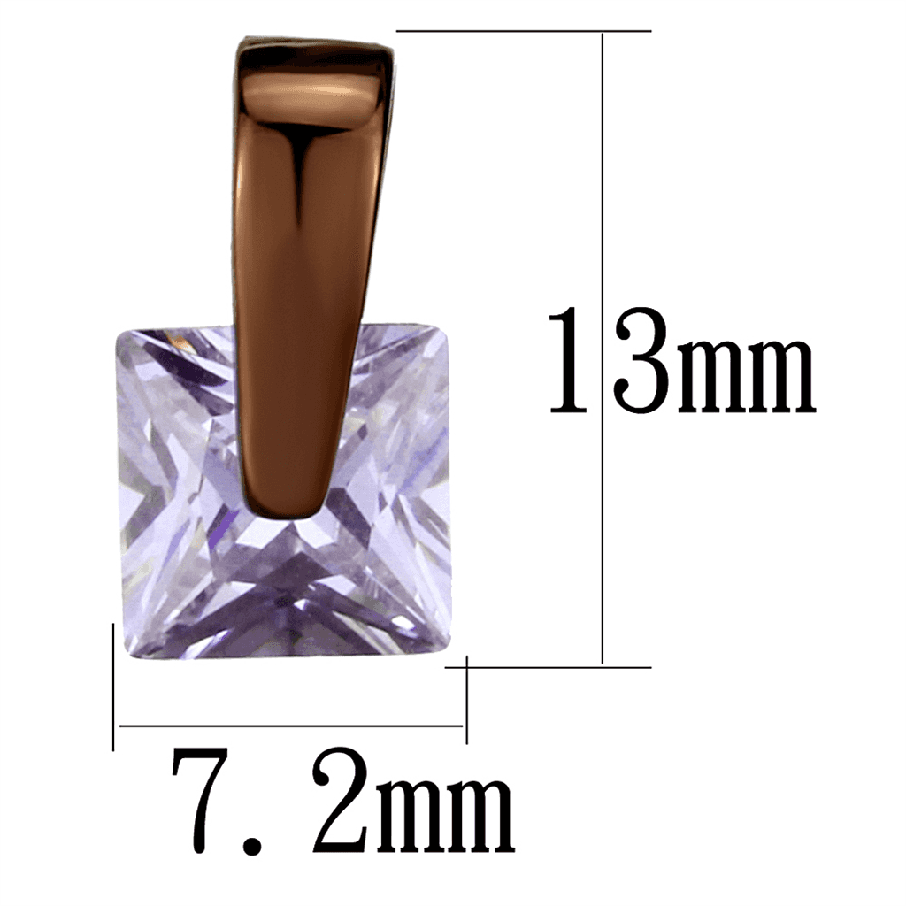 Stainless Steel Coffee Brown IP Lavender Purple Princess Earrings view 2