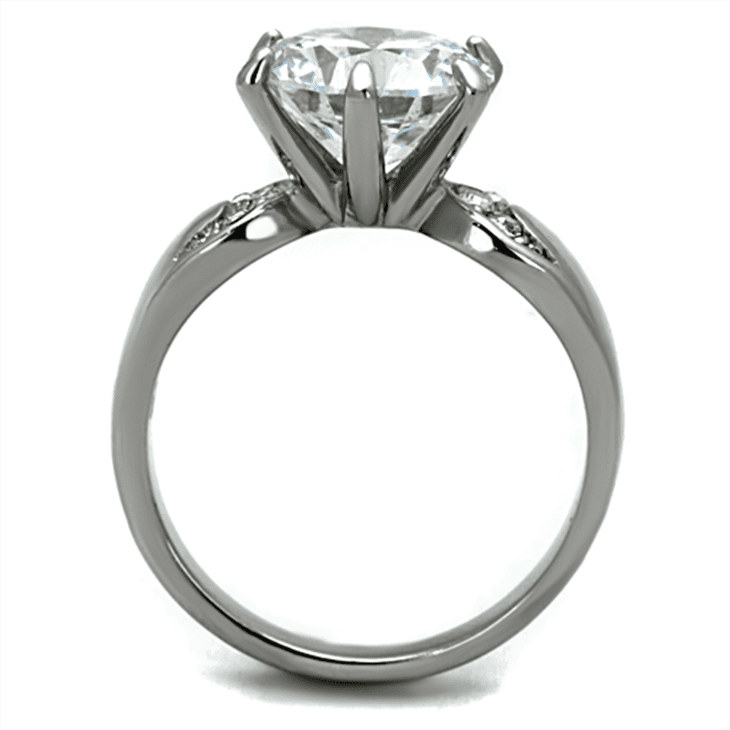 Stainless Steel CZ Large Round Swirl Bypass Ring view 5
