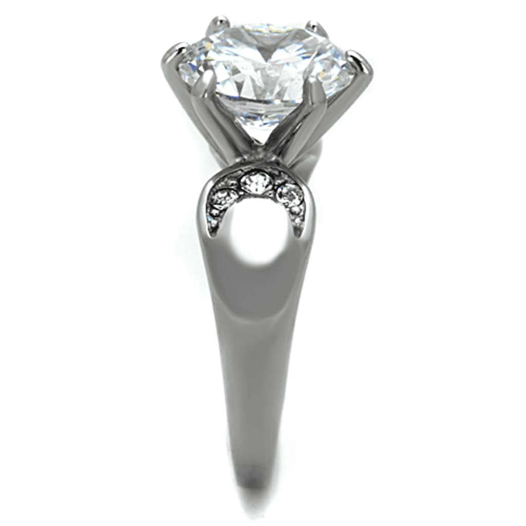 Stainless Steel CZ Large Round Swirl Bypass Ring view 7
