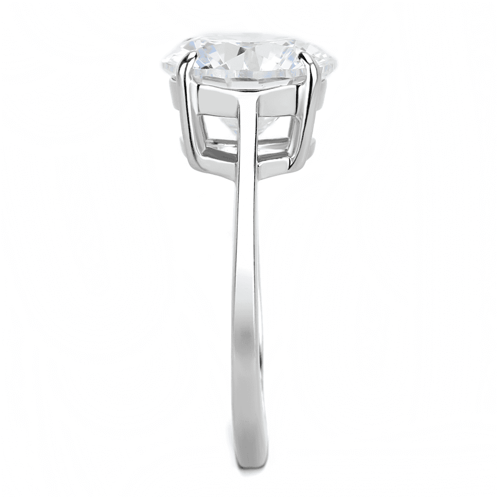 Stainless Steel CZ Large Round Solitaire Cathedral Ring view 9