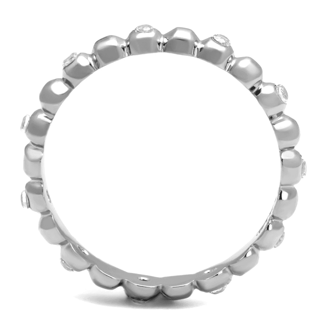 Stainless Steel CZ Single Bezel Polished Bead Eternity Ring view 5