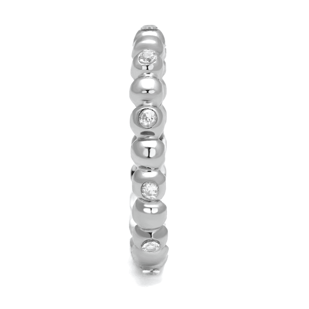 Stainless Steel CZ Single Bezel Polished Bead Eternity Ring view 7