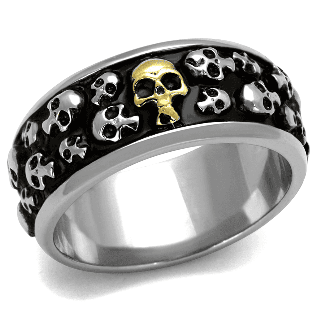 Stainless Steel Black Skull Crossbones Multi Scatter Wide Ring view 5
