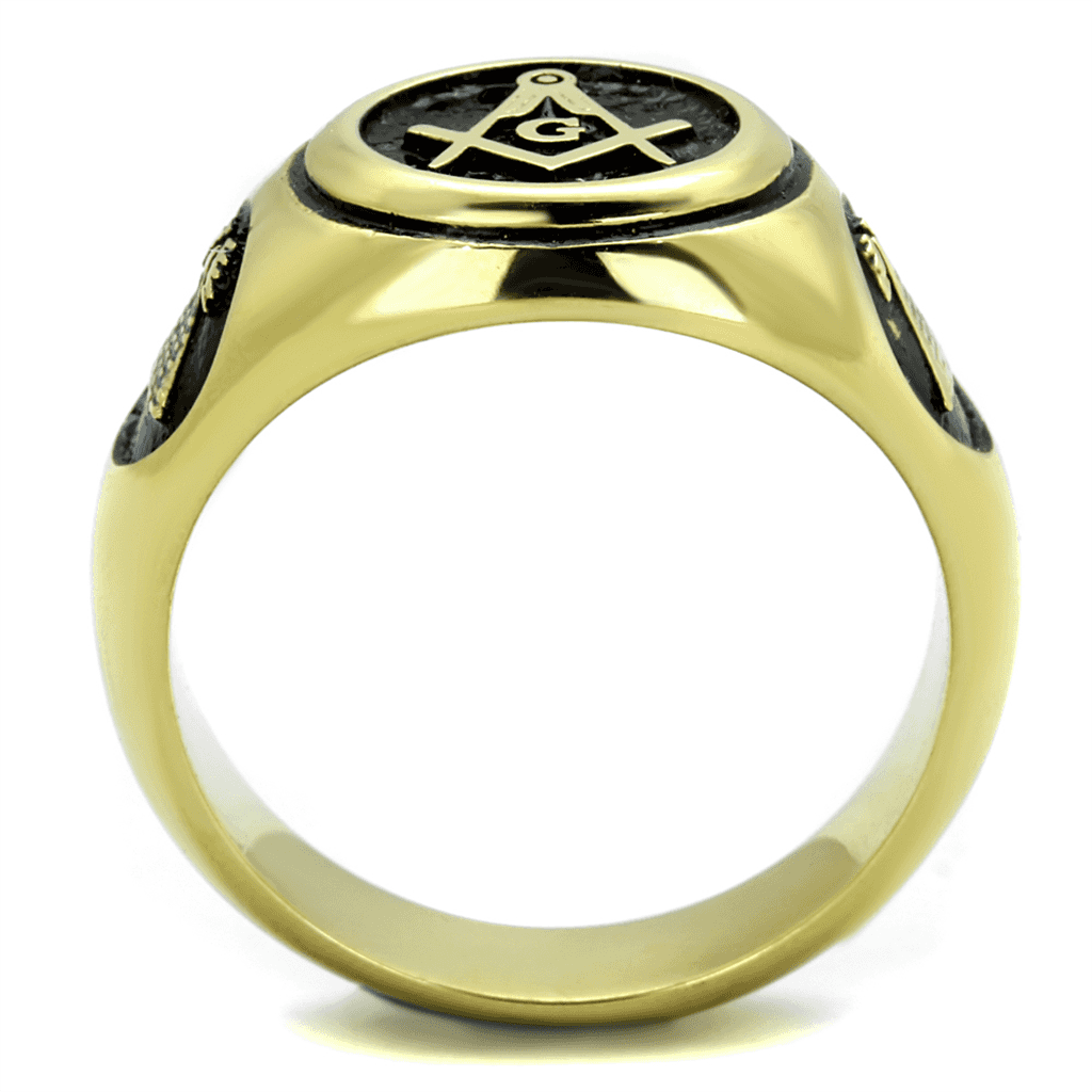 Stainless Steel Masonic Square Gold Ring view 4
