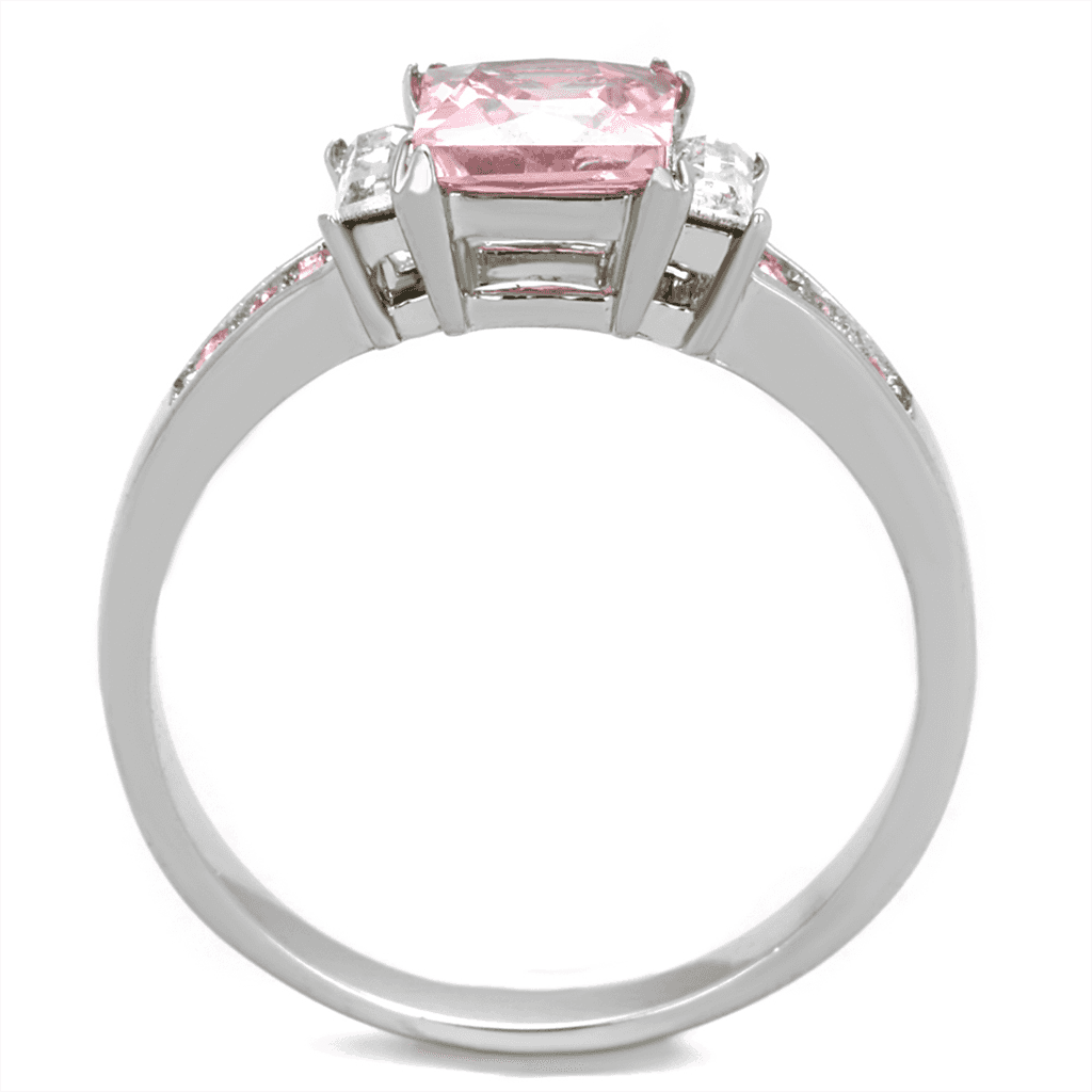 Stainless Steel Pink Princess CZ Baguette Pink Channel Ring view 5