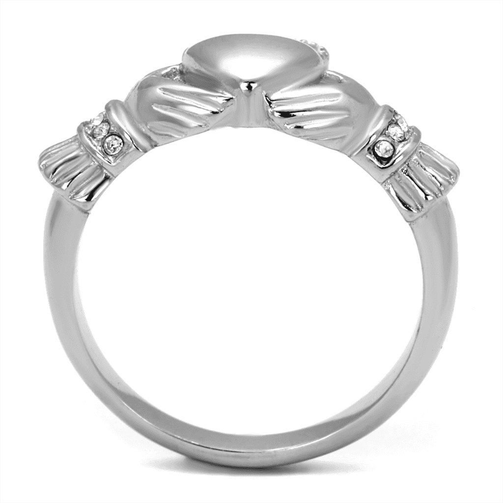 Stainless Steel Polished Claddagh Heart Crown Ring view 4