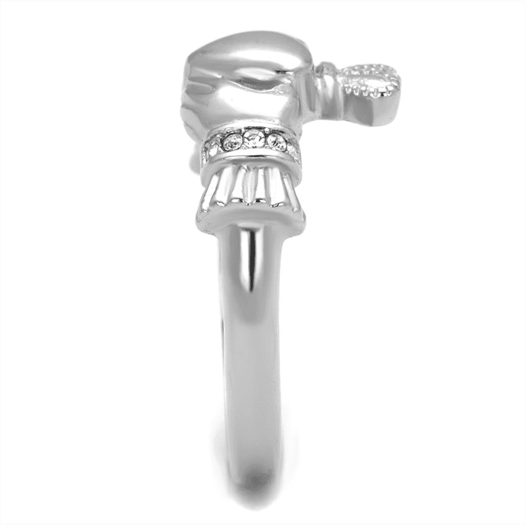 Stainless Steel Polished Claddagh Heart Crown Ring view 5