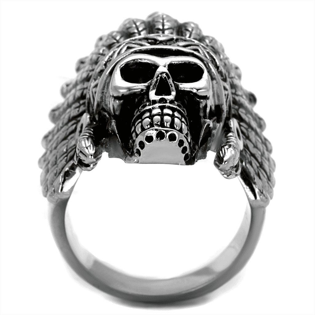 Stainless Steel Skull Native American Headdress Ring view 9