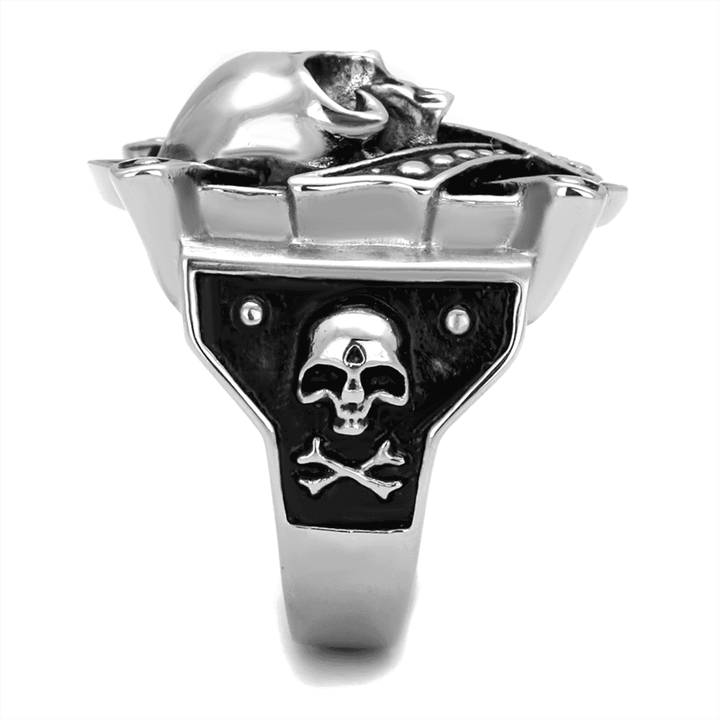 Stainless Steel Skull Sword Shield Cross Signet Ring view 4