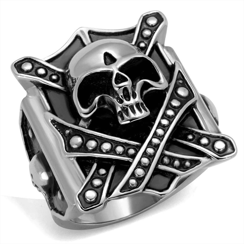 Stainless Steel Skull Sword Shield Cross Signet Ring view 5